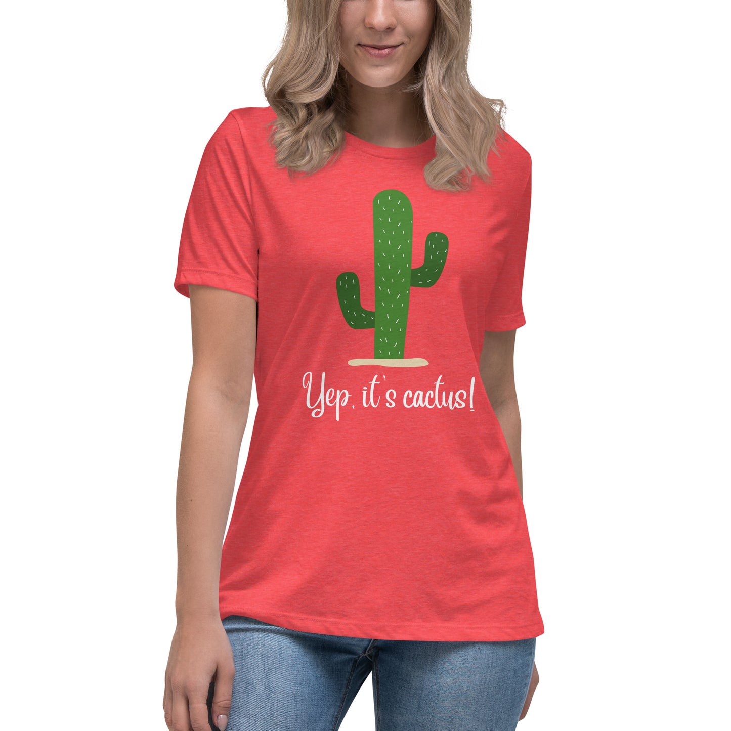 Cactus White Font Women's Relaxed T-Shirt