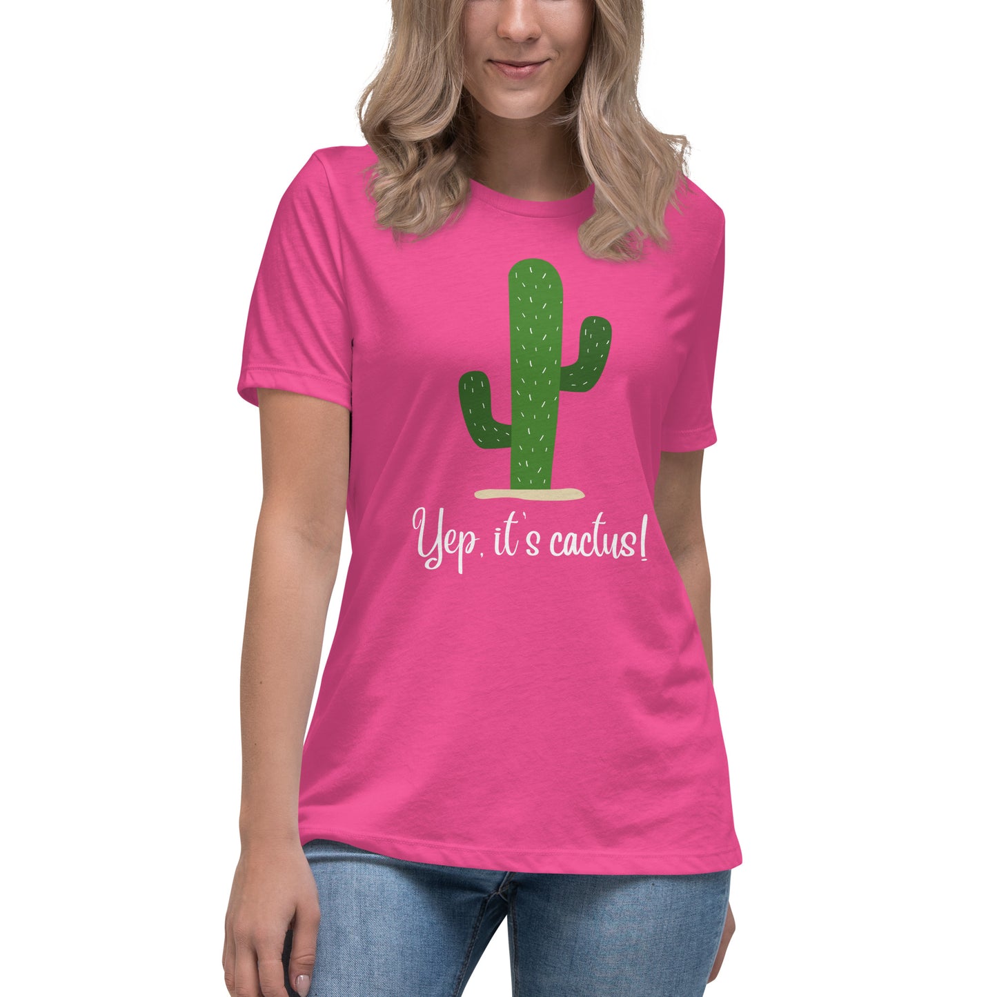 Cactus White Font Women's Relaxed T-Shirt