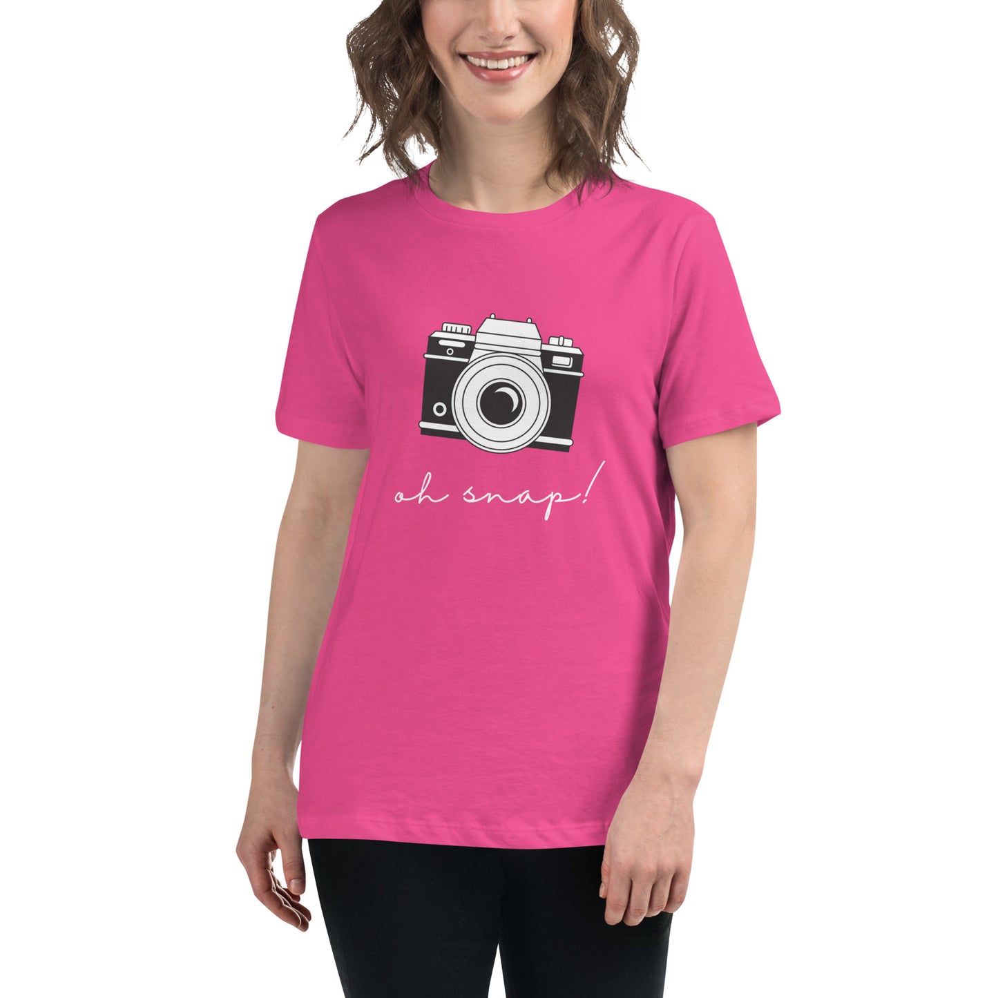 Oh Snap (white print) Women's Relaxed T-Shirt