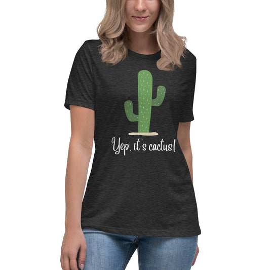 Cactus White Font Women's Relaxed T-Shirt