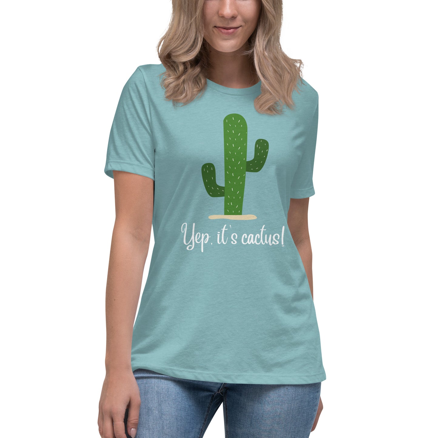 Cactus White Font Women's Relaxed T-Shirt