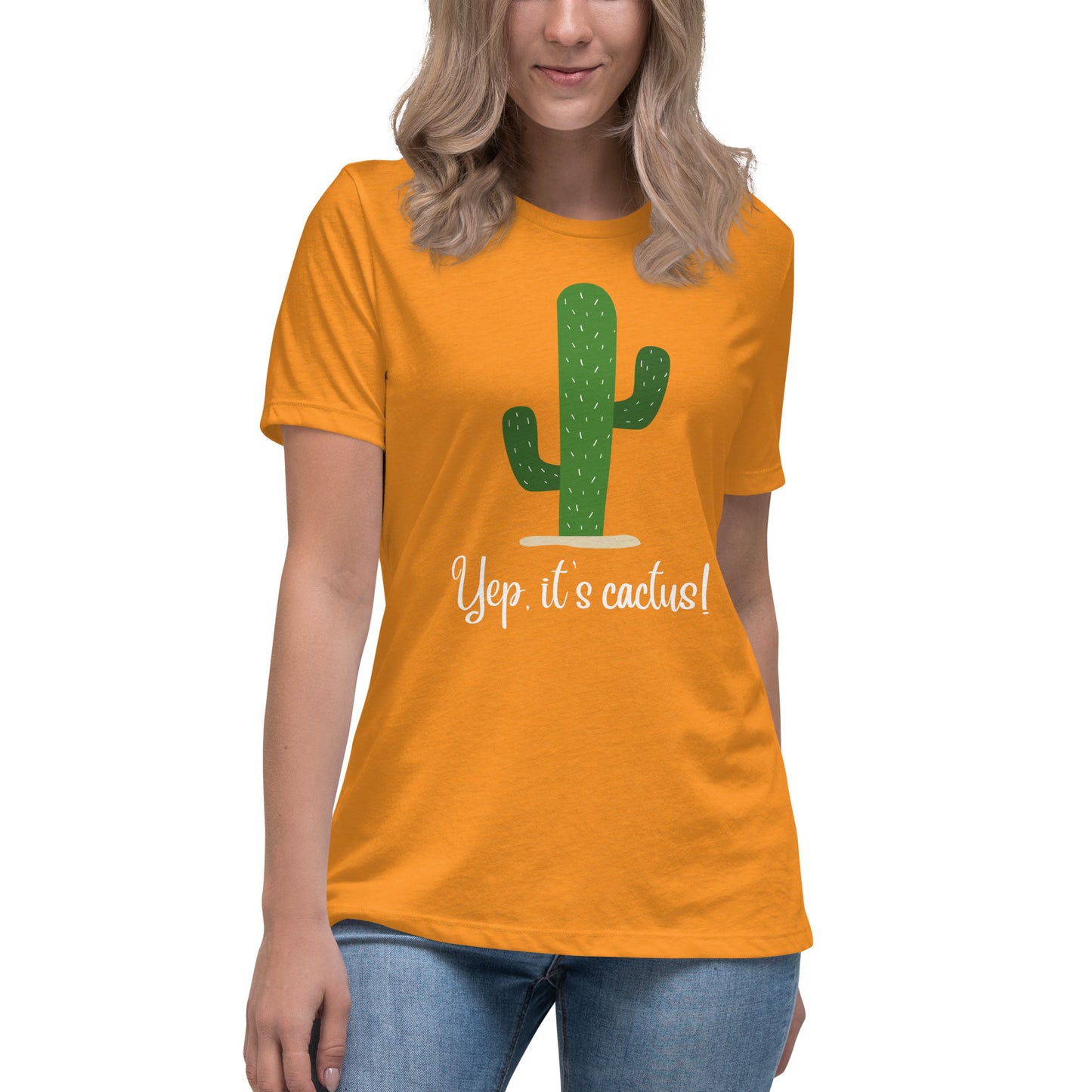 Cactus White Font Women's Relaxed T-Shirt