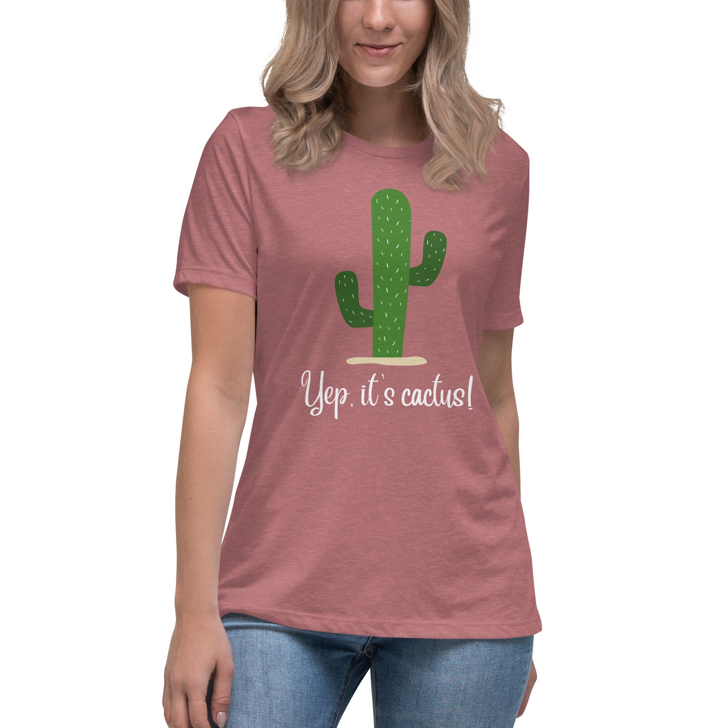 Cactus White Font Women's Relaxed T-Shirt