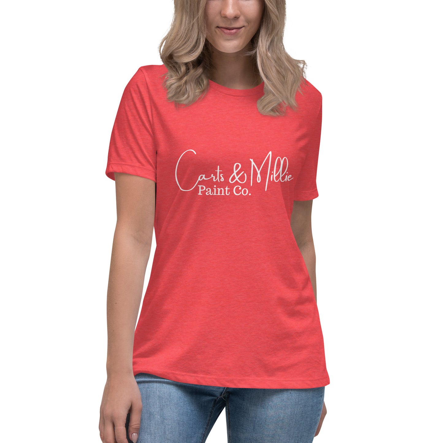 Carts & Millie Paint Co. (white script) Women's Relaxed T-Shirt