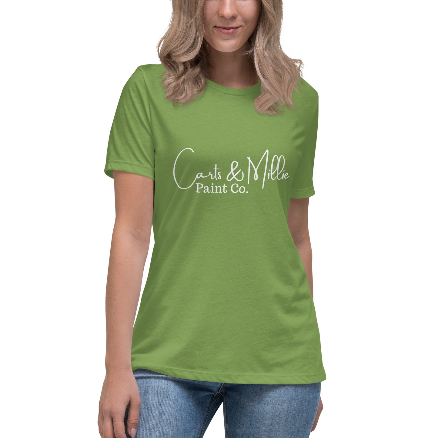 Carts & Millie Paint Co. (white script) Women's Relaxed T-Shirt