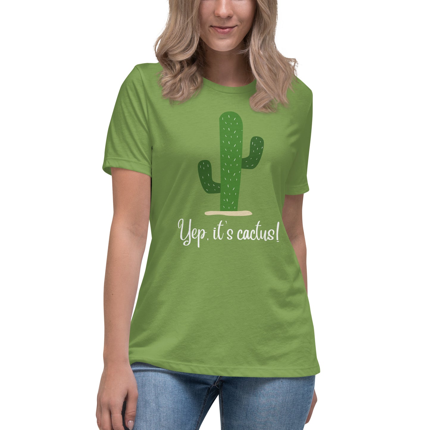 Cactus White Font Women's Relaxed T-Shirt