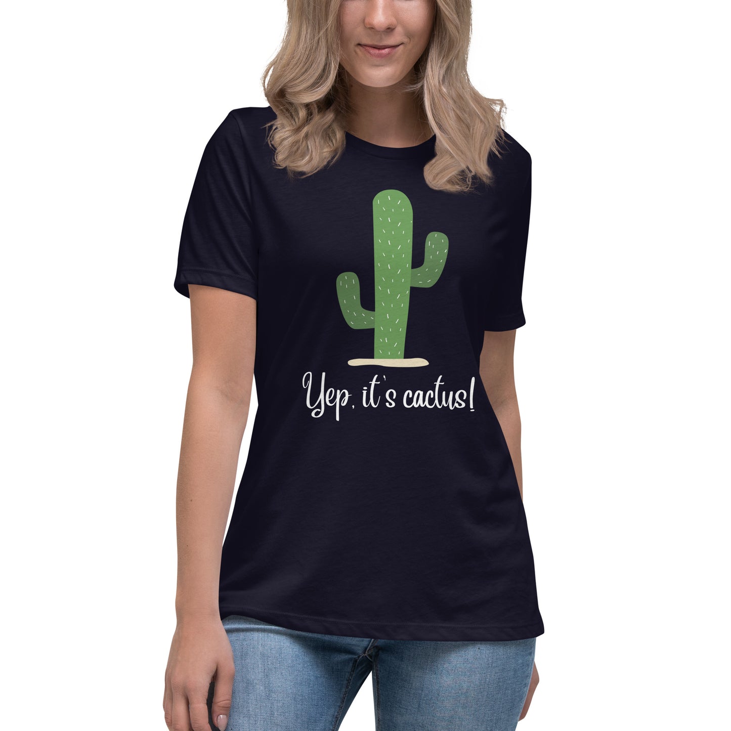 Cactus White Font Women's Relaxed T-Shirt