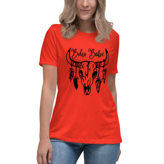 Boho Babe Black Font Women's Relaxed T-Shirt