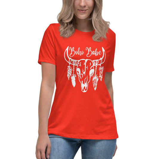 Boho Babe White Font Women's Relaxed T-Shirt